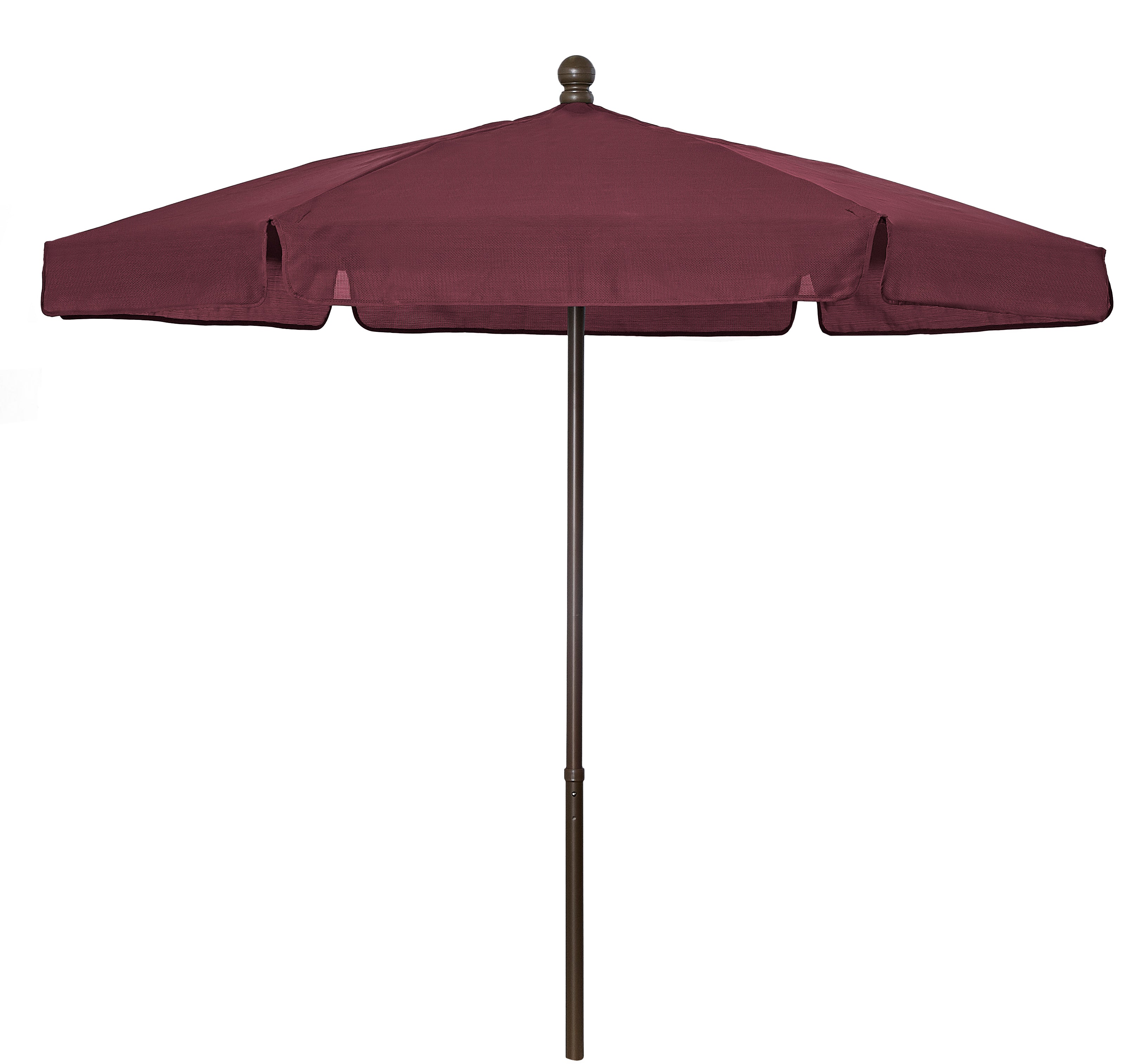giant smart living burgundy patio umbrella Fiberbuilt 7.5' Hex Garden Patio Umbrella 6 Rib Push Up Champagne Bronze with Burgundy Vinyl Coated Weave Canopy