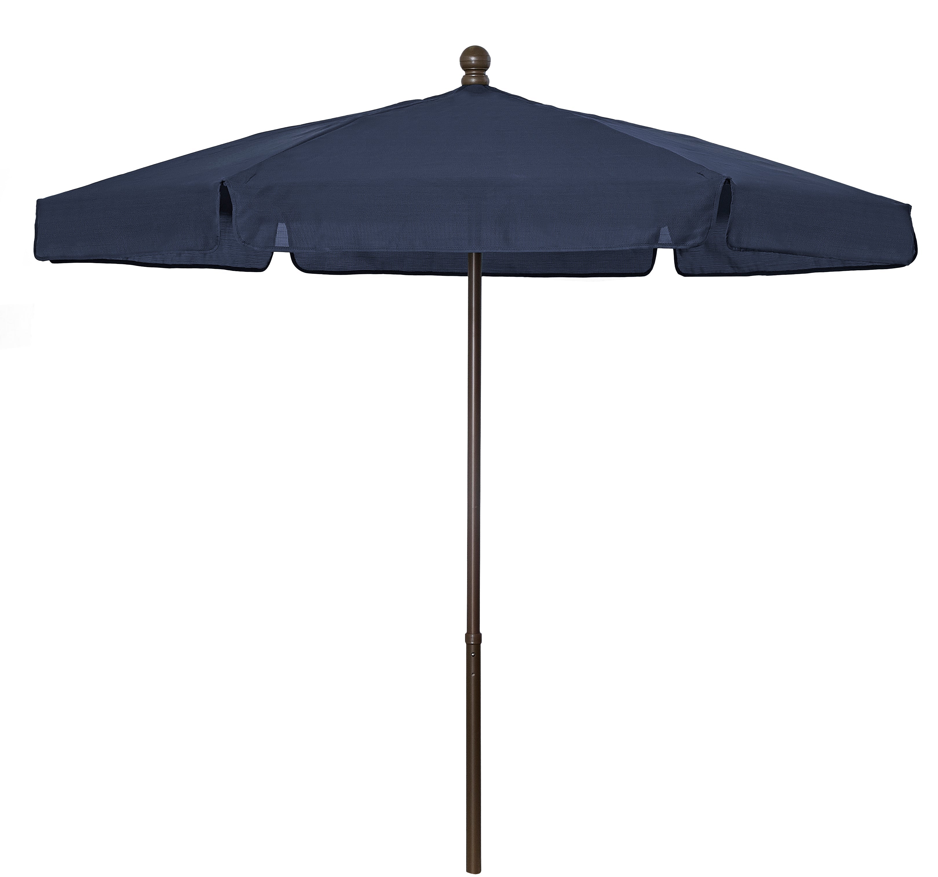 groupon patio umbrella Fiberbuilt 7.5' Hex Garden Patio Umbrella 6 Rib Push Up Champagne Bronze with Navy Blue Vinyl Coated Weave Canopy