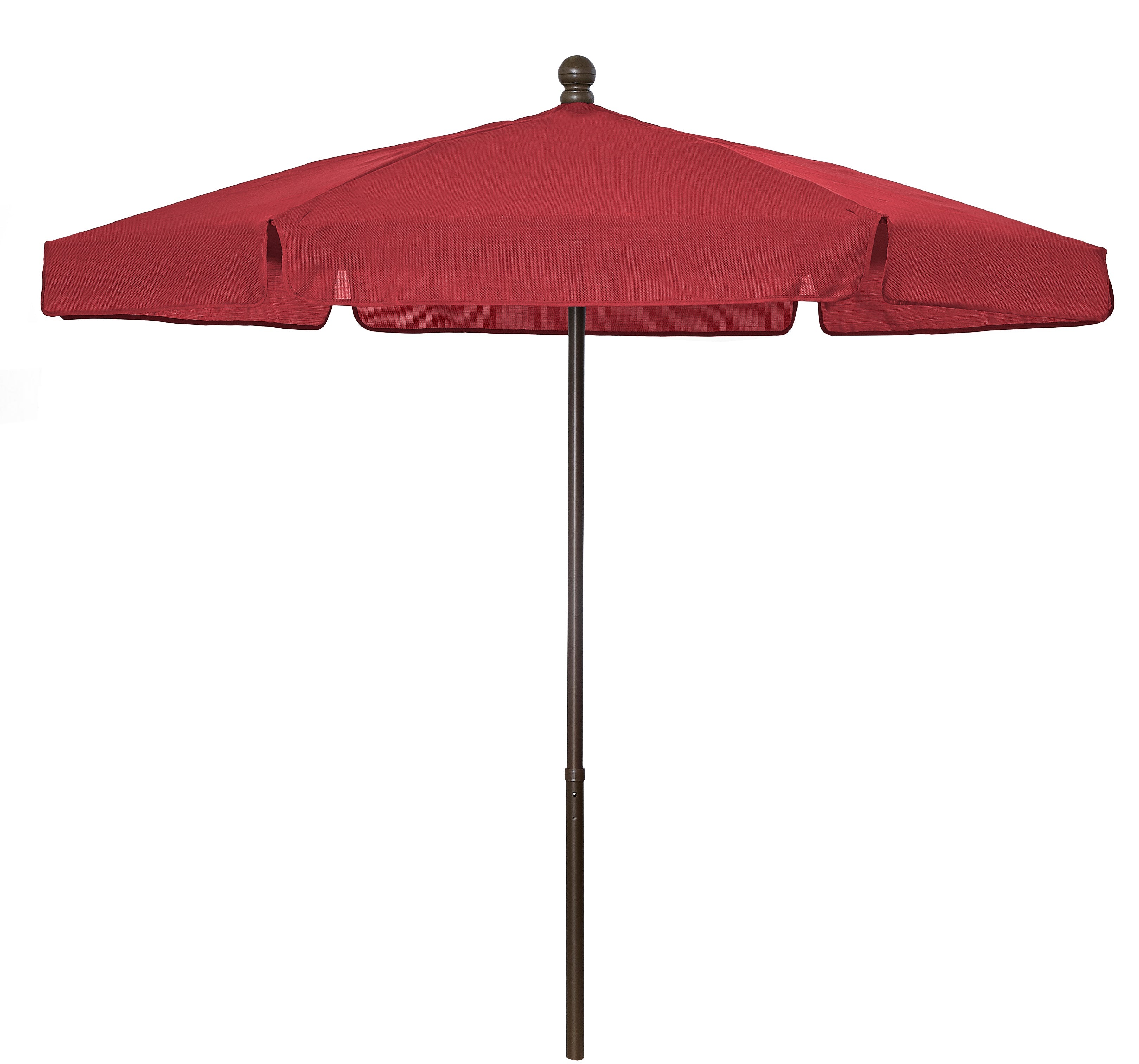 fiberbuilt patio umbrella Fiberbuilt 7.5' Hex Garden Patio Umbrella 6 Rib Push Up Champagne Bronze with Red Vinyl Coated Weave Canopy